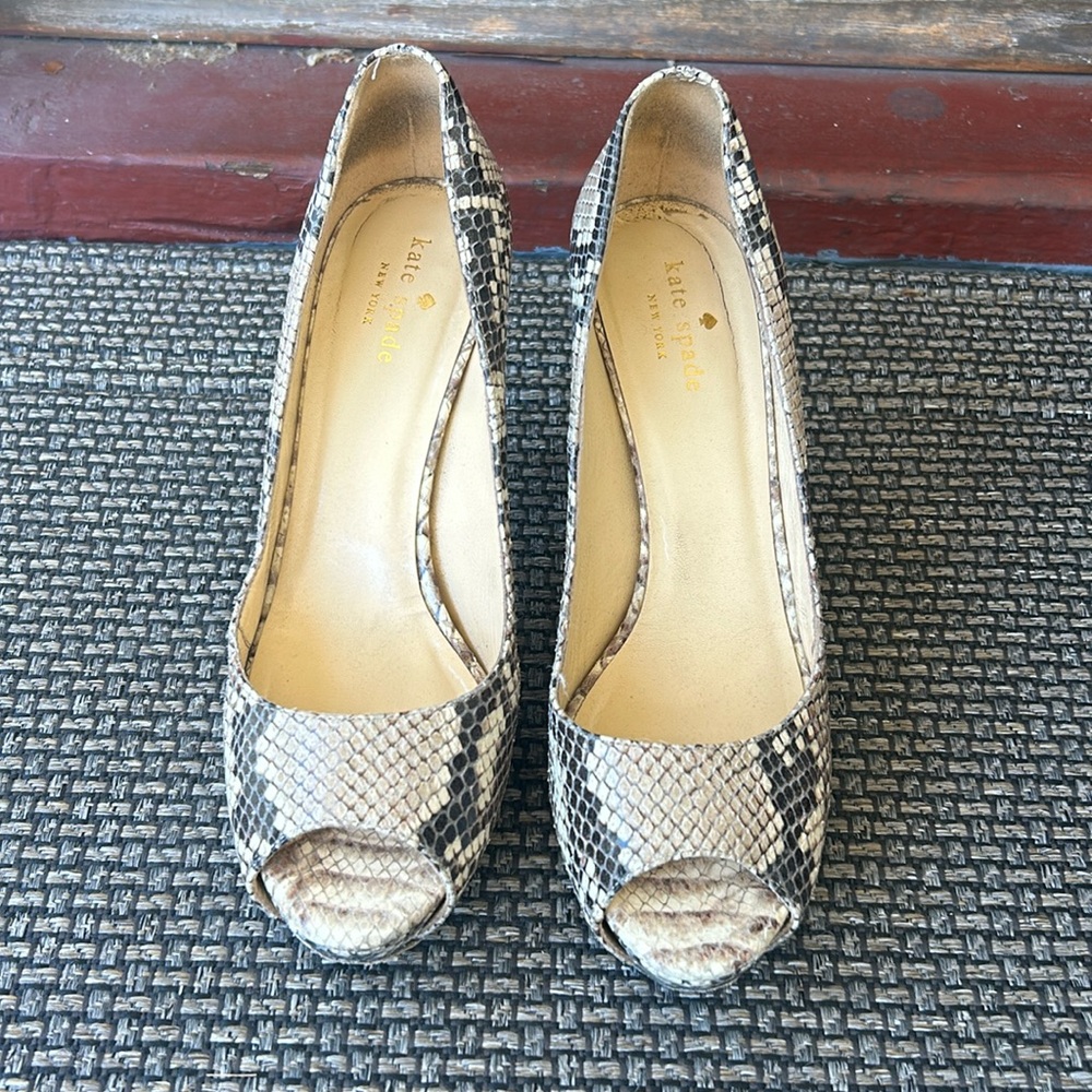 Neutral Embossed Python Heel Pumps - image 1